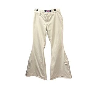 90s Liquid X Cargo Flare Pants Y2K Cybercore Utility Streetwear Khaki Cream 7